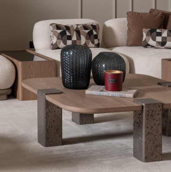 AICO Furniture Bristol Point Large Cocktail Table in Saddle Brown - Furniture Land (Milwaukee, WI)