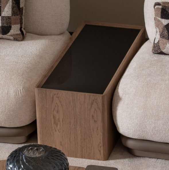AICO Furniture Bristol Point Sectional Table in Saddle Brown - Furniture Land (Milwaukee, WI)