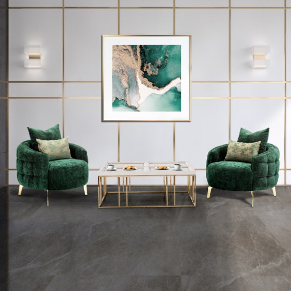 AICO Furniture Celine Chair in Emerald/Gold - Furniture Land (Milwaukee, WI)