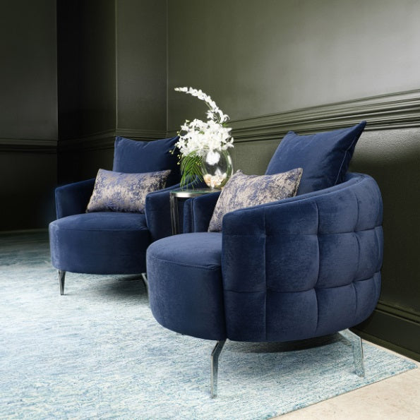 AICO Furniture Celine Chair in Indigo/Silver - Furniture Land (Milwaukee, WI)