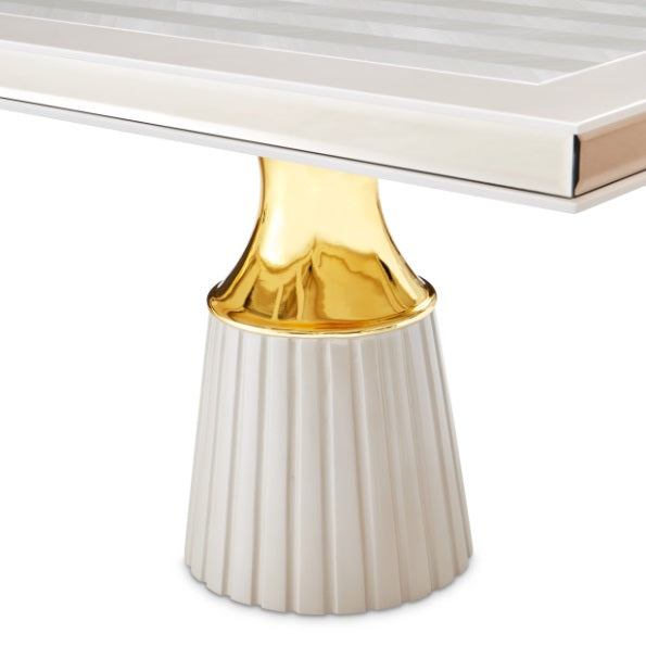 AICO Furniture Carmela Rectangular Dining Table in Shimmer Ivory - Furniture Land (Milwaukee, WI)
