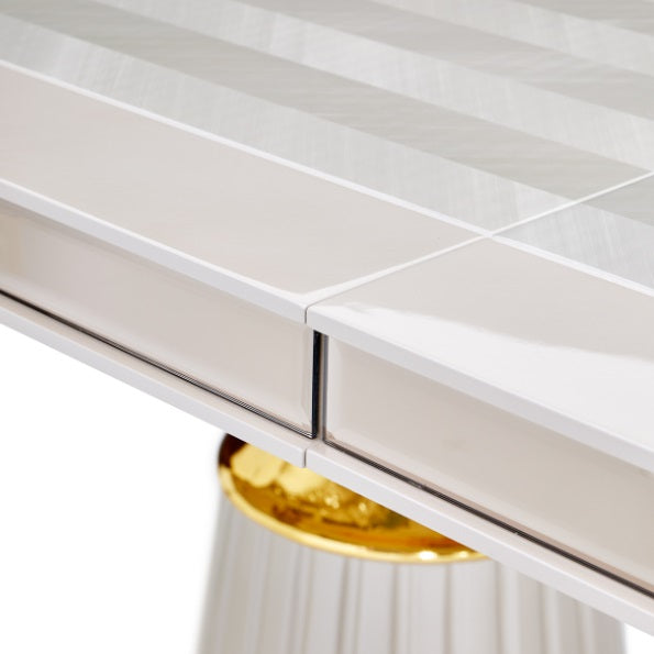AICO Furniture Carmela Rectangular Dining Table in Shimmer Ivory - Furniture Land (Milwaukee, WI)
