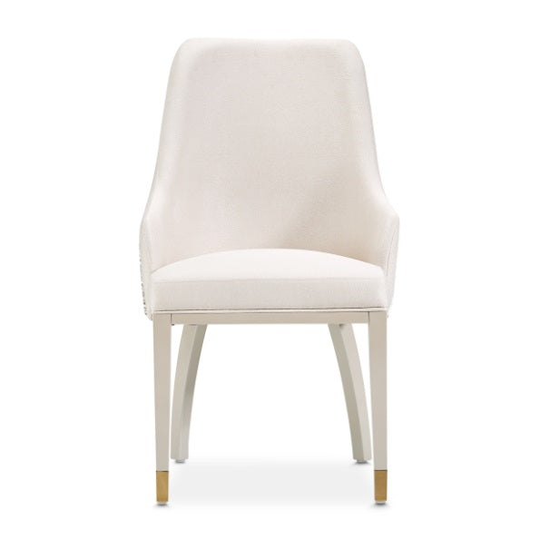 AICO Furniture Carmela Dining Arm Chair (Set of 2) in Shimmer Ivory - Furniture Land (Milwaukee, WI)