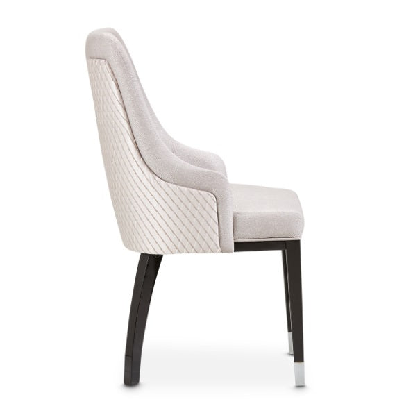 AICO Furniture Carmela Dining Arm Chair (Set of 2) in Glossy Charcoal Sand - Furniture Land (Milwaukee, WI)