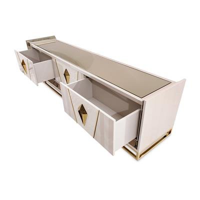 AICO Carmela Media Cabinet in Shimmer Ivory - Furniture Land (Milwaukee, WI)