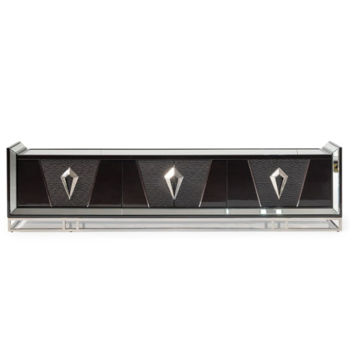 AICO Furniture Carmela Media Cabinet in Glossy Charcoal Sand - Furniture Land (Milwaukee, WI)