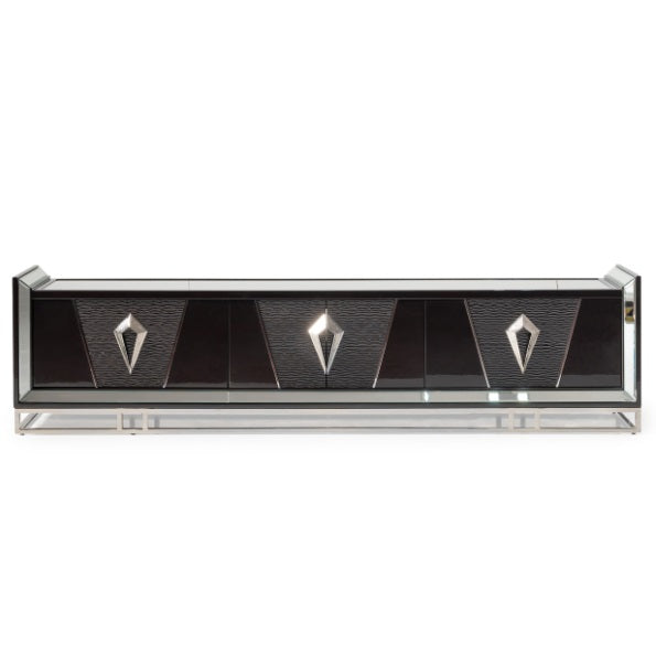 AICO Furniture Carmela Media Cabinet in Glossy Charcoal Sand - Furniture Land (Milwaukee, WI)