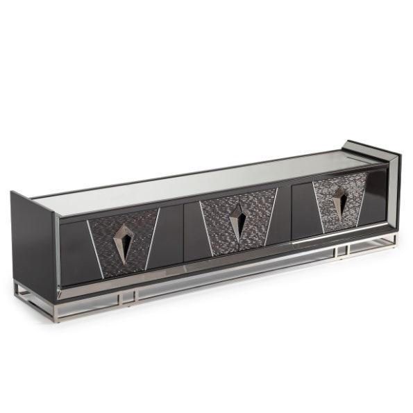 AICO Furniture Carmela Media Cabinet in Glossy Charcoal Sand - Furniture Land (Milwaukee, WI)