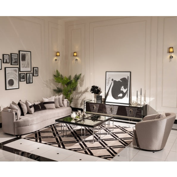 AICO Furniture Carmela Media Cabinet in Glossy Charcoal Sand - Furniture Land (Milwaukee, WI)