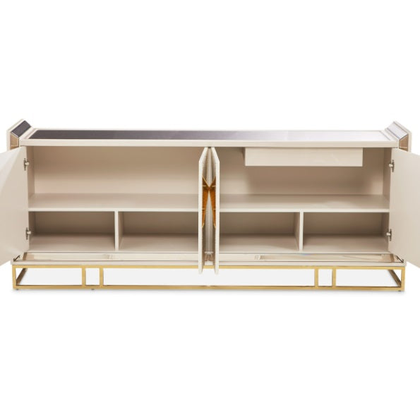 AICO Furniture Carmela Console Table in Shimmer Ivory - Furniture Land (Milwaukee, WI)