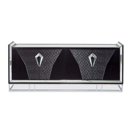AICO Furniture Carmela Console Table in Glossy Charcoal Sand - Furniture Land (Milwaukee, WI)