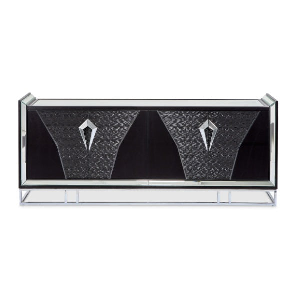AICO Furniture Carmela Console Table in Glossy Charcoal Sand - Furniture Land (Milwaukee, WI)