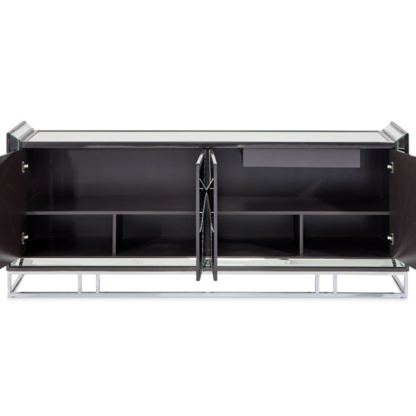AICO Furniture Carmela Console Table in Glossy Charcoal Sand - Furniture Land (Milwaukee, WI)