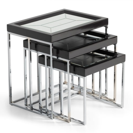 AICO Furniture Carmela Nesting Tables in Glossy Charcoal Sand - Furniture Land (Milwaukee, WI)