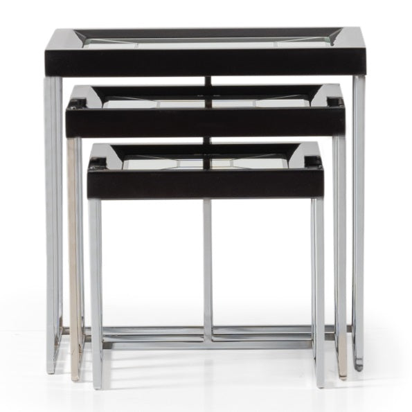 AICO Furniture Carmela Nesting Tables in Glossy Charcoal Sand - Furniture Land (Milwaukee, WI)