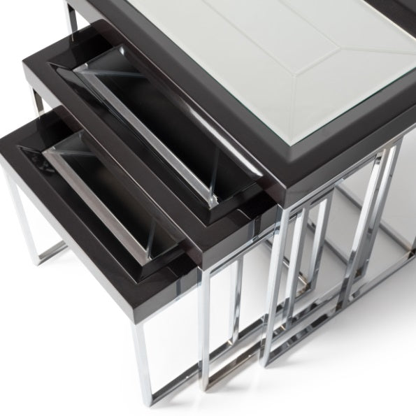 AICO Furniture Carmela Nesting Tables in Glossy Charcoal Sand - Furniture Land (Milwaukee, WI)