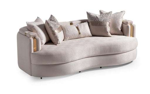AICO Carmela Sofa Almond in Shimmer Ivory - Furniture Land (Milwaukee, WI)