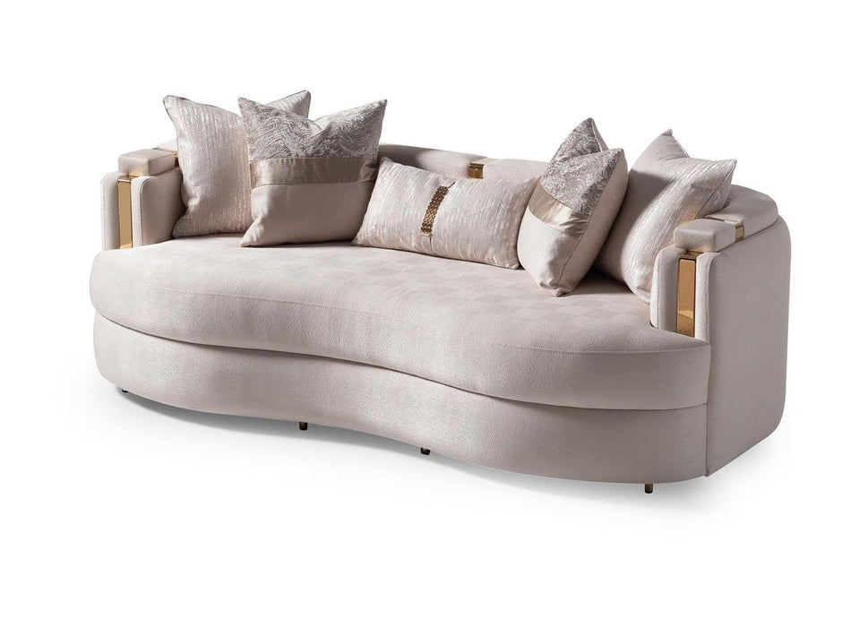 AICO Carmela Sofa Almond in Shimmer Ivory - Furniture Land (Milwaukee, WI)