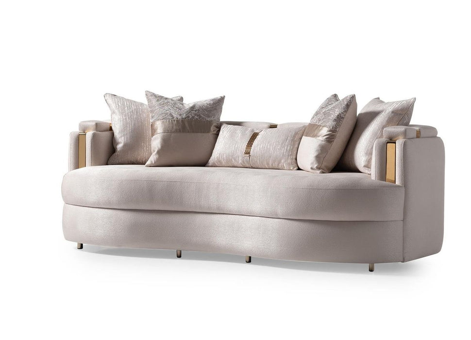 AICO Carmela Sofa Almond in Shimmer Ivory - Furniture Land (Milwaukee, WI)