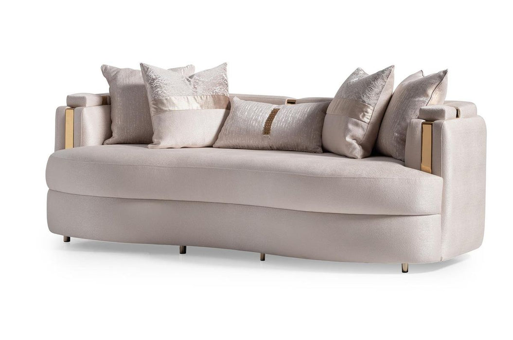 AICO Carmela Sofa Almond in Shimmer Ivory - Furniture Land (Milwaukee, WI)