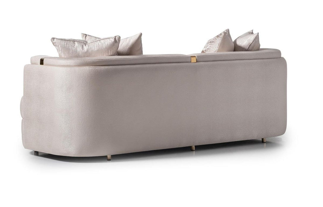 AICO Carmela Sofa Almond in Shimmer Ivory - Furniture Land (Milwaukee, WI)