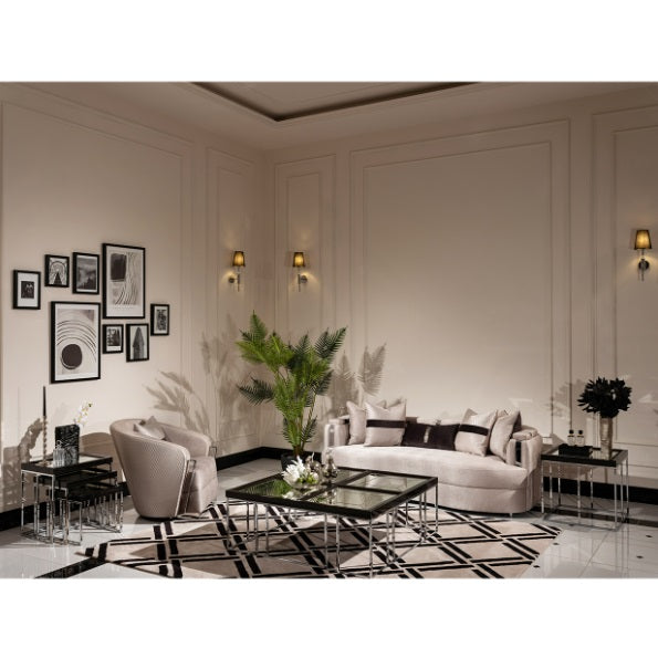 AICO Furniture Carmela Cocktail Table in Glossy Charcoal Sand - Furniture Land (Milwaukee, WI)