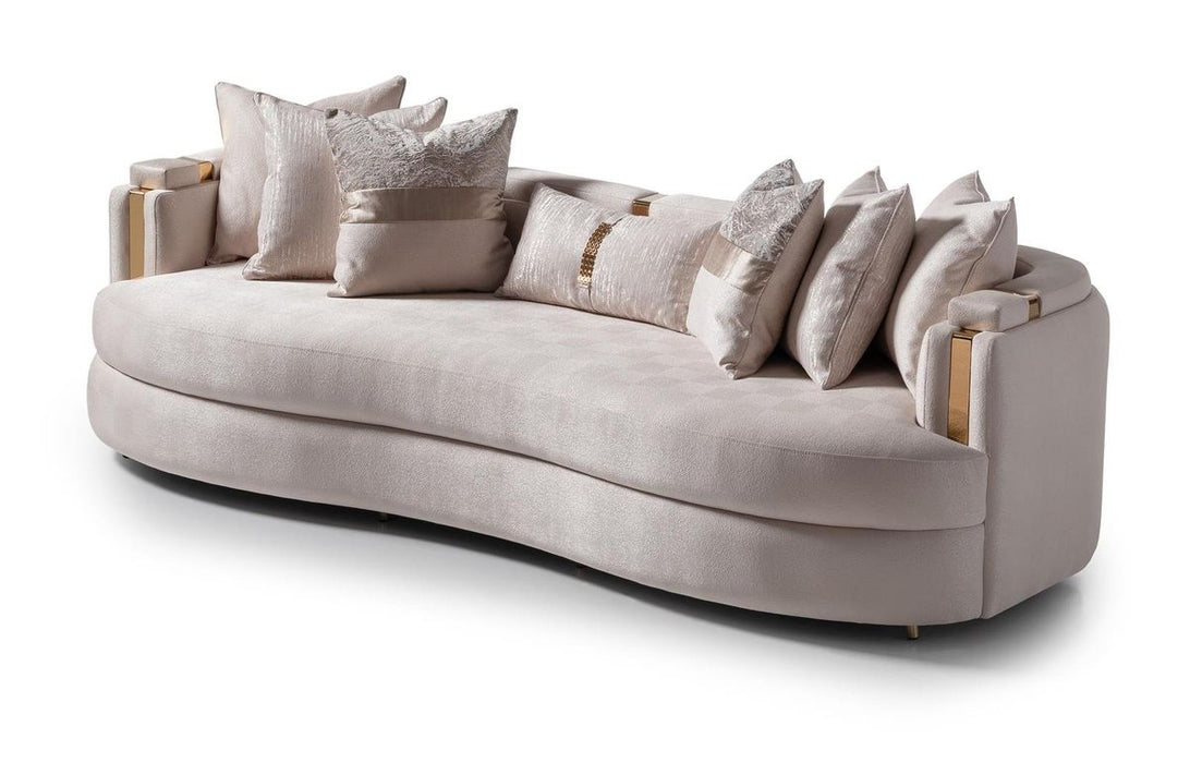 AICO Carmela Mansion Sofa in Shimmer Ivory - Furniture Land (Milwaukee, WI)