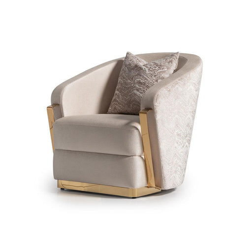 AICO Carmela Accent Chair in Shimmer Ivory - Furniture Land (Milwaukee, WI)