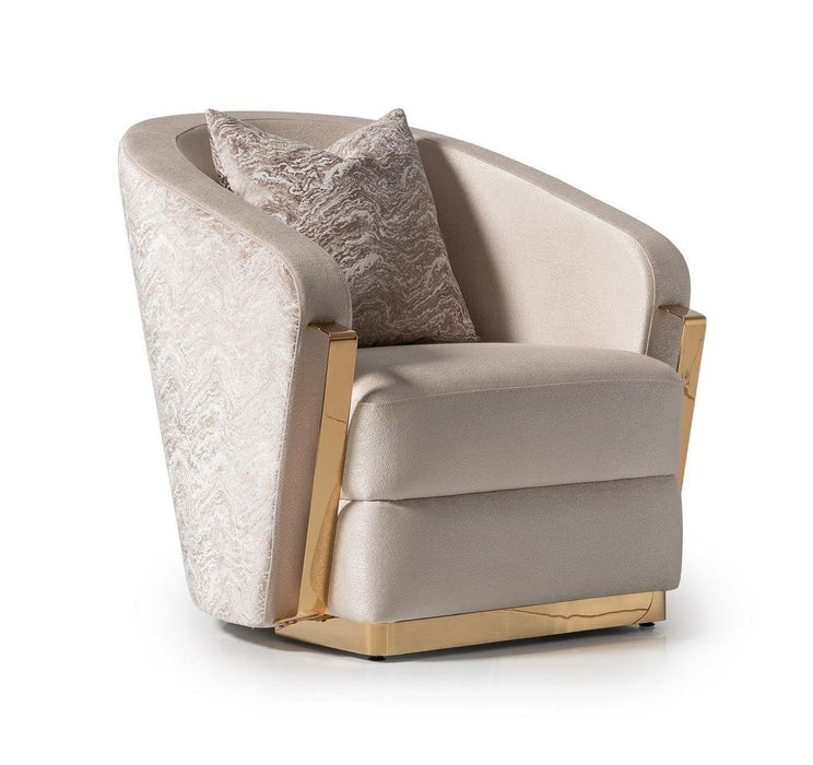 AICO Carmela Accent Chair in Shimmer Ivory - Furniture Land (Milwaukee, WI)