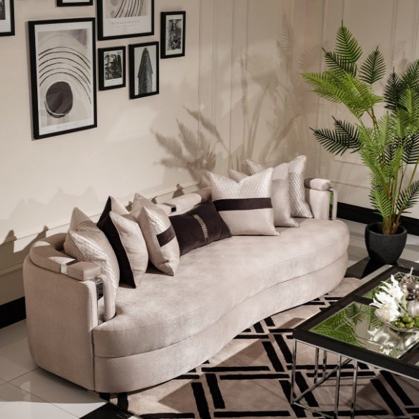 AICO Furniture Carmela Mansion Sofa Zinc in Silver - Furniture Land (Milwaukee, WI)