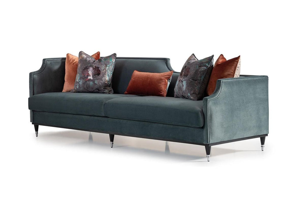 AICO La Francaise Mansion Sofa in Azure/Black - Furniture Land (Milwaukee, WI)