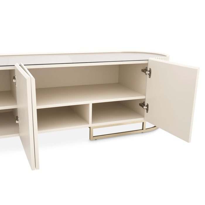 AICO Lisbon Media Cabinet in Silken Matte Cream - Furniture Land (Milwaukee, WI)