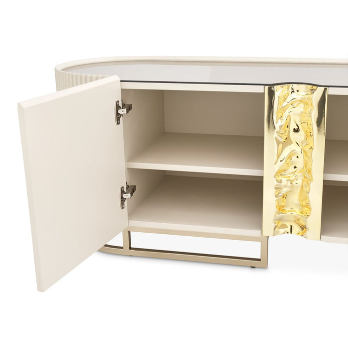 AICO Lisbon Media Cabinet in Silken Matte Cream - Furniture Land (Milwaukee, WI)
