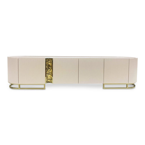 AICO Lisbon Media Cabinet in Silken Matte Cream - Furniture Land (Milwaukee, WI)