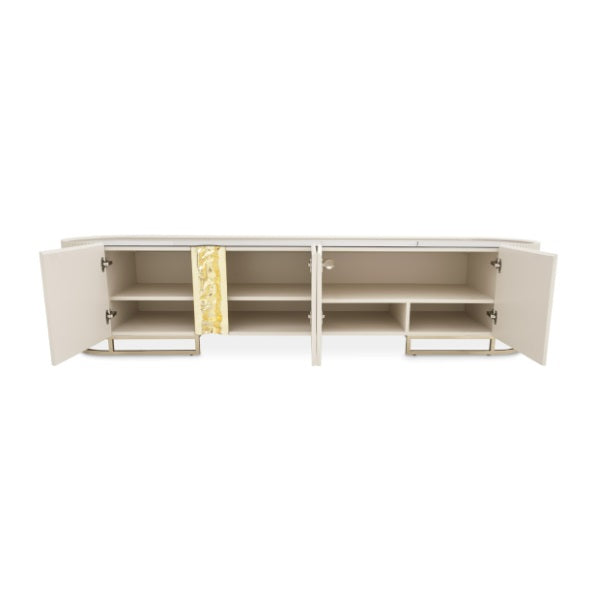 AICO Furniture Lisbon Media Cabinet in Silken Cream Bronze - Furniture Land (Milwaukee, WI)