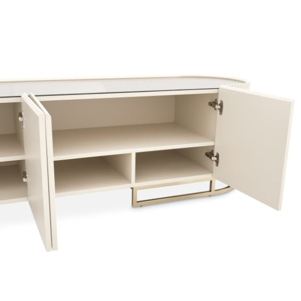 AICO Furniture Lisbon Media Cabinet in Silken Cream Bronze - Furniture Land (Milwaukee, WI)