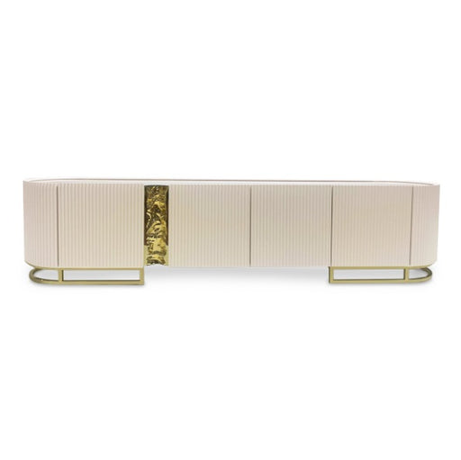 AICO Furniture Lisbon Media Cabinet in Silken Cream Bronze - Furniture Land (Milwaukee, WI)