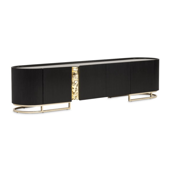 AICO Furniture Lisbon Media Cabinet in Silken Matte Black - Furniture Land (Milwaukee, WI)