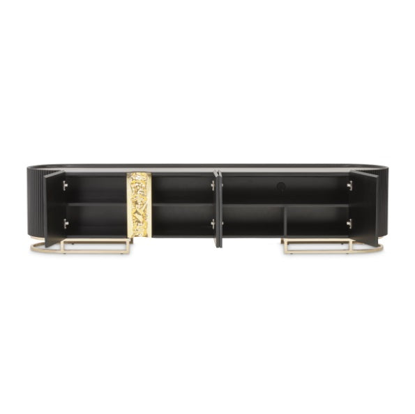 AICO Furniture Lisbon Media Cabinet in Silken Matte Black - Furniture Land (Milwaukee, WI)