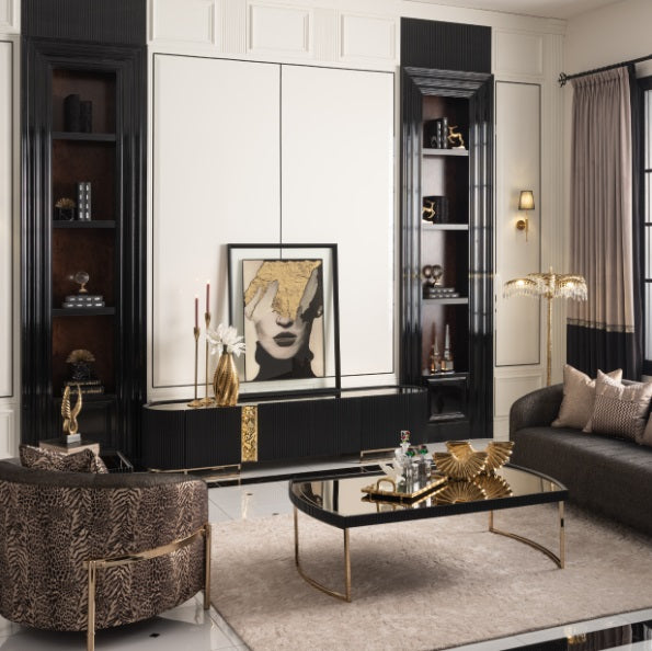 AICO Furniture Lisbon Media Cabinet in Silken Matte Black - Furniture Land (Milwaukee, WI)