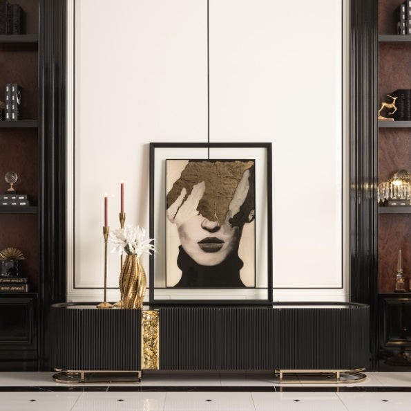 AICO Furniture Lisbon Media Cabinet in Silken Matte Black - Furniture Land (Milwaukee, WI)