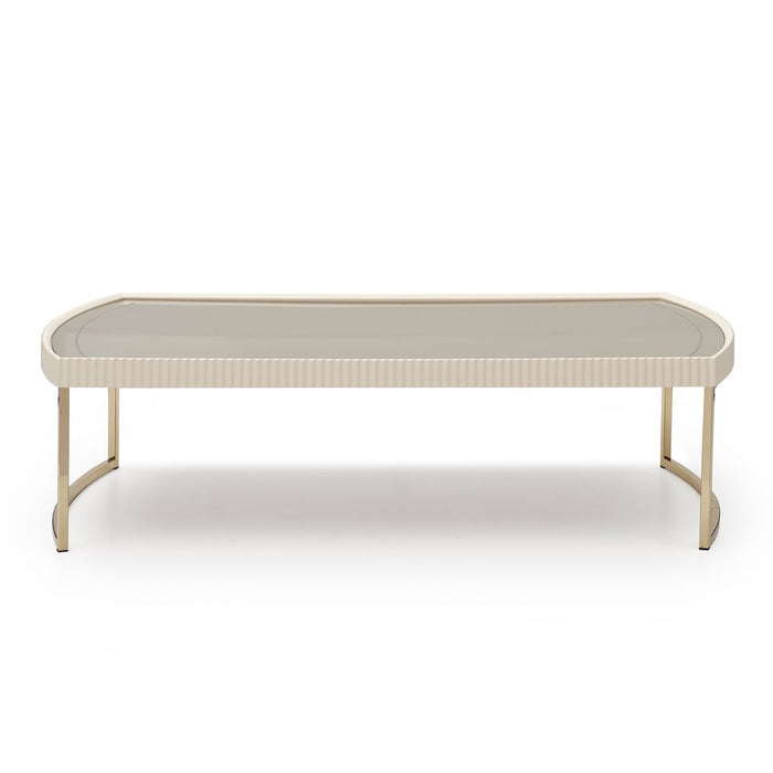 AICO Lisbon Cocktail Table in Silken Matte Cream - Furniture Land (Milwaukee, WI)
