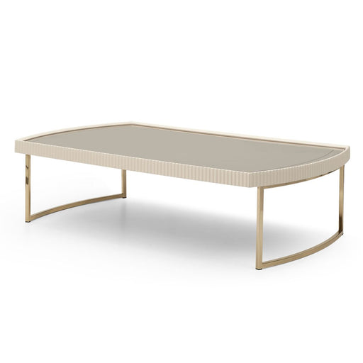 AICO Lisbon Cocktail Table in Silken Matte Cream - Furniture Land (Milwaukee, WI)