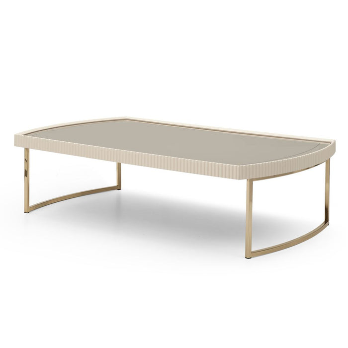 AICO Lisbon Cocktail Table in Silken Matte Cream - Furniture Land (Milwaukee, WI)