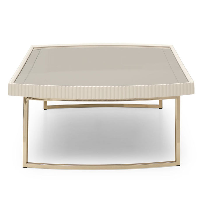 AICO Lisbon Cocktail Table in Silken Matte Cream - Furniture Land (Milwaukee, WI)