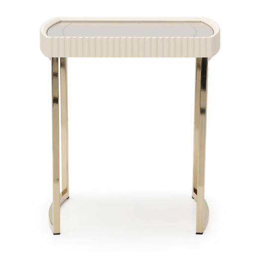 AICO Furniture Lisbon Side Table in Silken Matte Cream - Furniture Land (Milwaukee, WI)