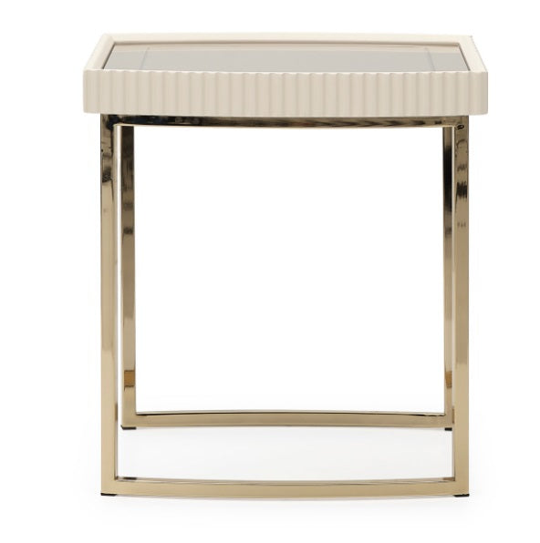AICO Furniture Lisbon Side Table in Silken Matte Cream - Furniture Land (Milwaukee, WI)