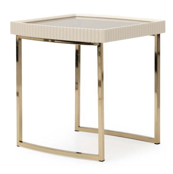 AICO Furniture Lisbon Side Table in Silken Matte Cream - Furniture Land (Milwaukee, WI)