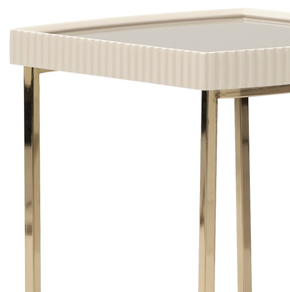 AICO Furniture Lisbon Side Table in Silken Matte Cream - Furniture Land (Milwaukee, WI)
