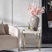 AICO Furniture Lisbon Side Table in Silken Matte Cream - Furniture Land (Milwaukee, WI)